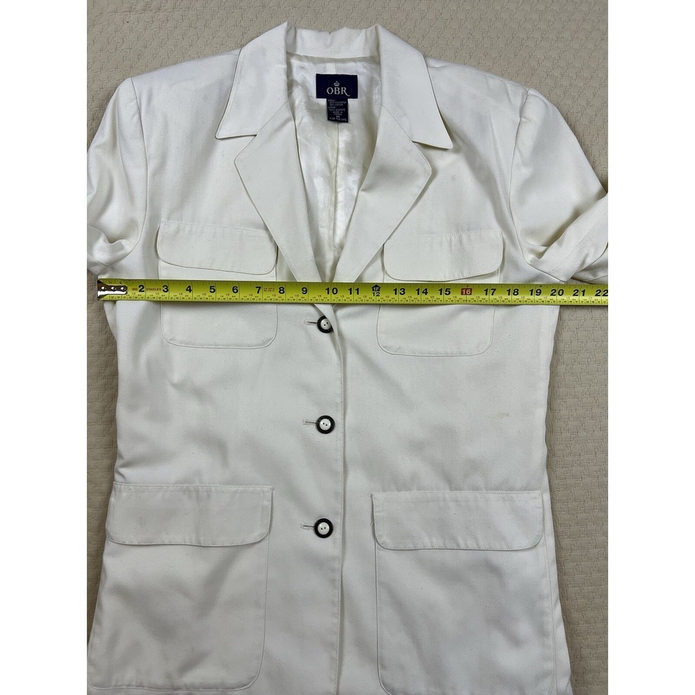 OBR Jacket Four Pocket Safari Classic Minimalist Blazer | Cream | Size Medium - Picture 10 of 10